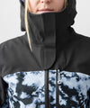 studio on-model image of strafe outerwear 2023 strafe x shredly meadow jacket in tie dye splatter color