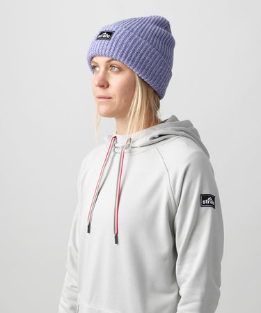 studio on-model image of strafe outerwear 2023 ws tech hoodie in frost grey color