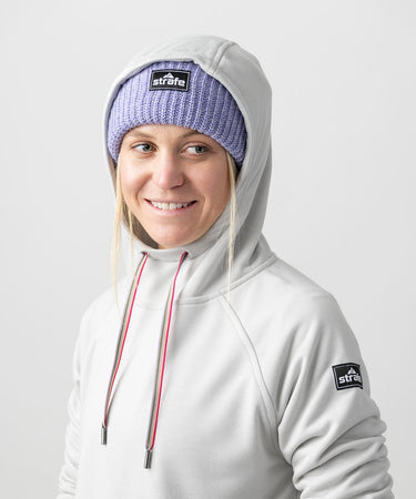 studio on-model image of strafe outerwear 2023 ws tech hoodie in frost grey color
