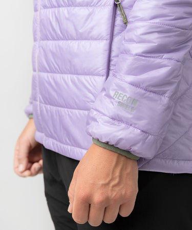 studio on-model image of strafe outerwear 2023 ws aero insulator in lavender color