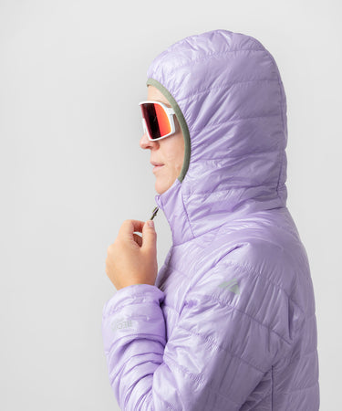studio on-model image of strafe outerwear 2023 ws aero insulator in lavender color