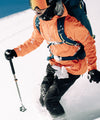 skiing in tangerine cham pullover